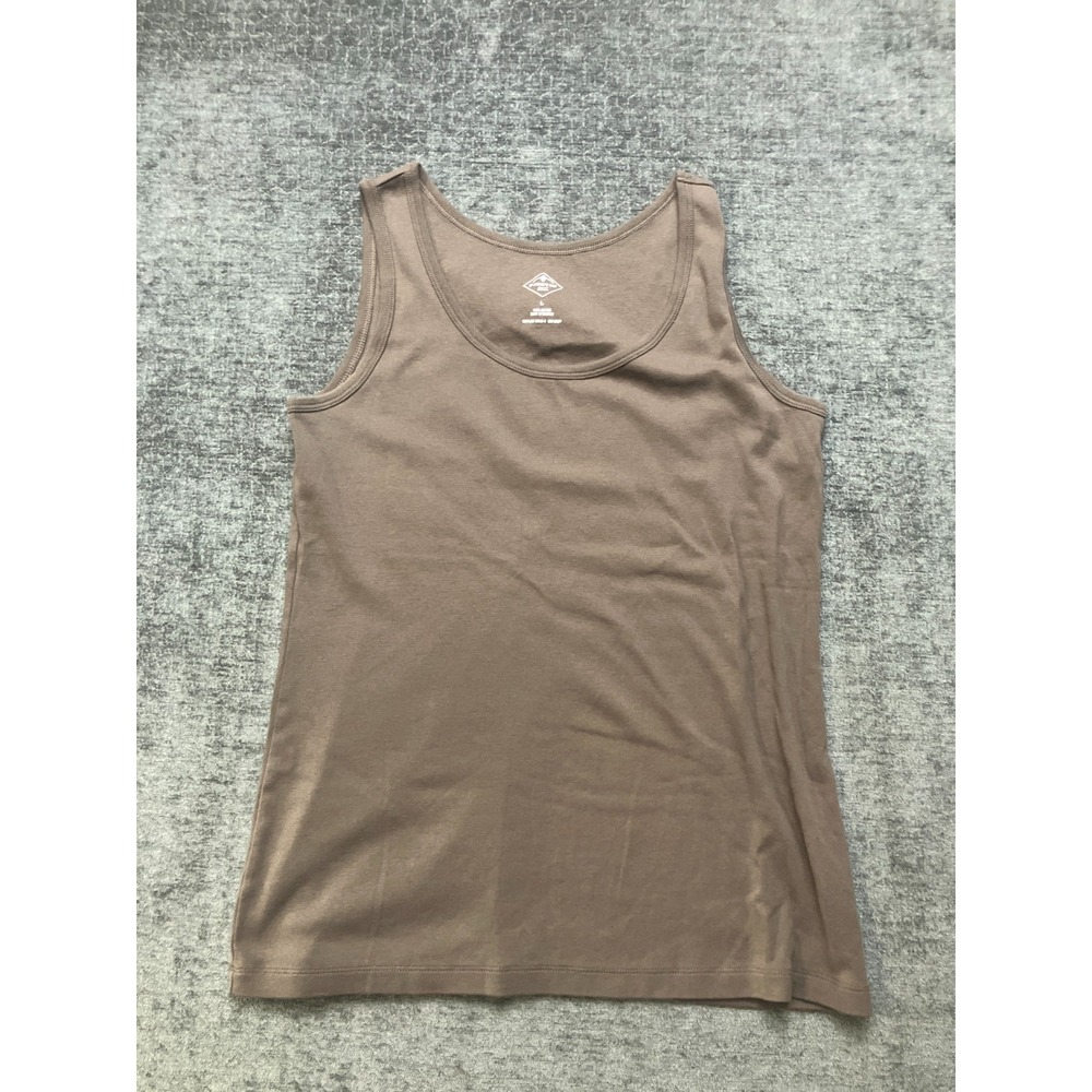 St John's Bay Tank Top Womens Large Taupe Brown Cotton Casual Wear Scoop Neck